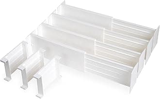 Dial Industries, Inc. Adjustable Dresser Drawer Clothes Organizers, Set of 4 Dividers and 3 Cross Dividers, 4.5" Deep