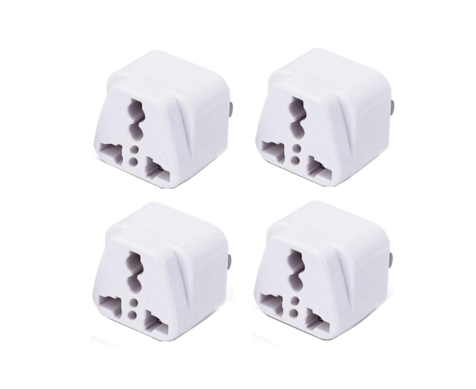 3-Pin Traveler Conversion Plug Convert EU US UK AU to India, Power Adaptor (White) - (Pack of 4)