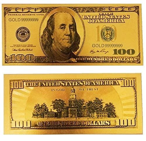 Beautiful COLOURISED 24K Gold Plated Embossed $100 Bill USD Dollar Note