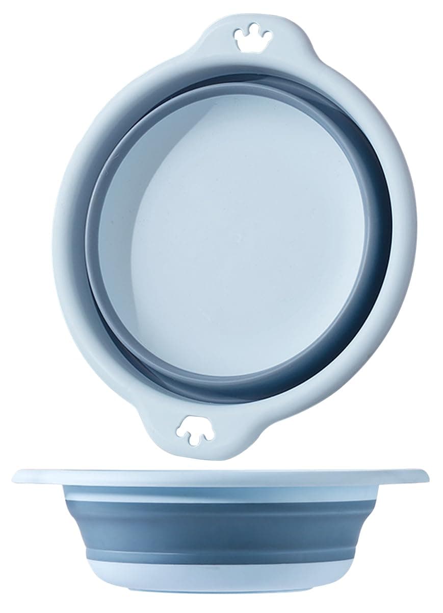 IBAMA Collapsible Wash Basin Multipurpose Portable Folding Dish Tub Foldable Dish Pan Space Saving Plastic Washtub Newborn Foot Ass Basin for Home Travel Outdoor Kids Baby Care-Blue