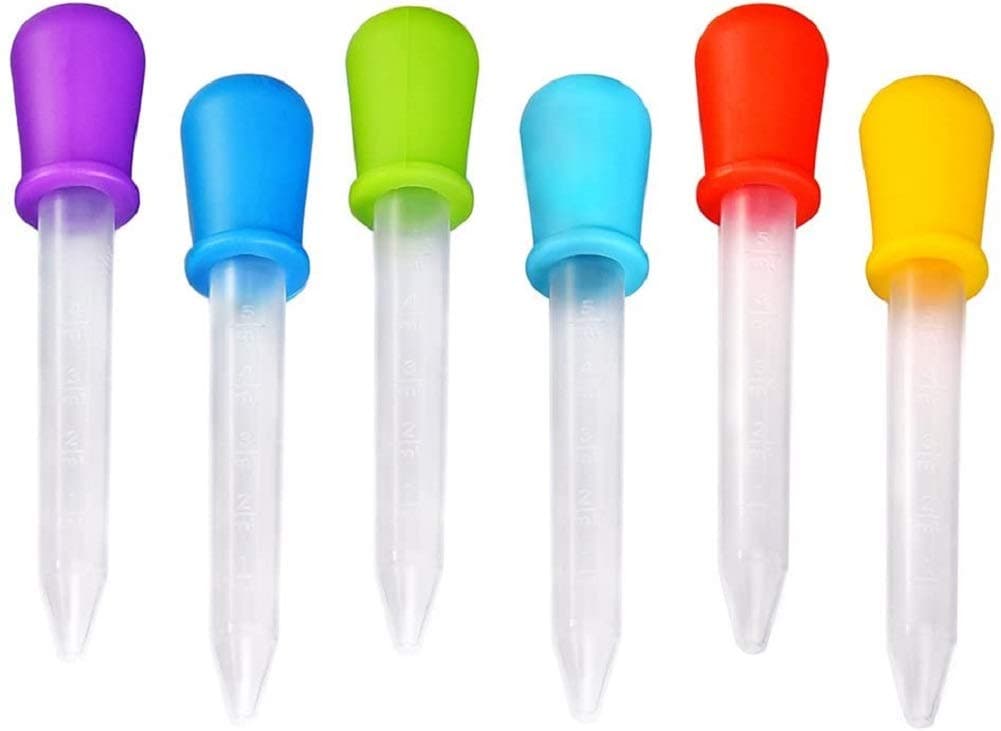 SYOSI 6Pcs Silicone and Plastic Liquid Droppers for Silicone Mold Pipette Dropper School Home Supplies