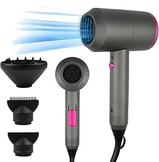 CASAMAAProfessional Ionic Hair Dryer Hairdryer Powerful AC Motor Quick Drying with 2 Speed 3 Heat Setting, Cool Shot Button with 1 Diffuser & 2 Concentrator for Women Man (Light Gray)
