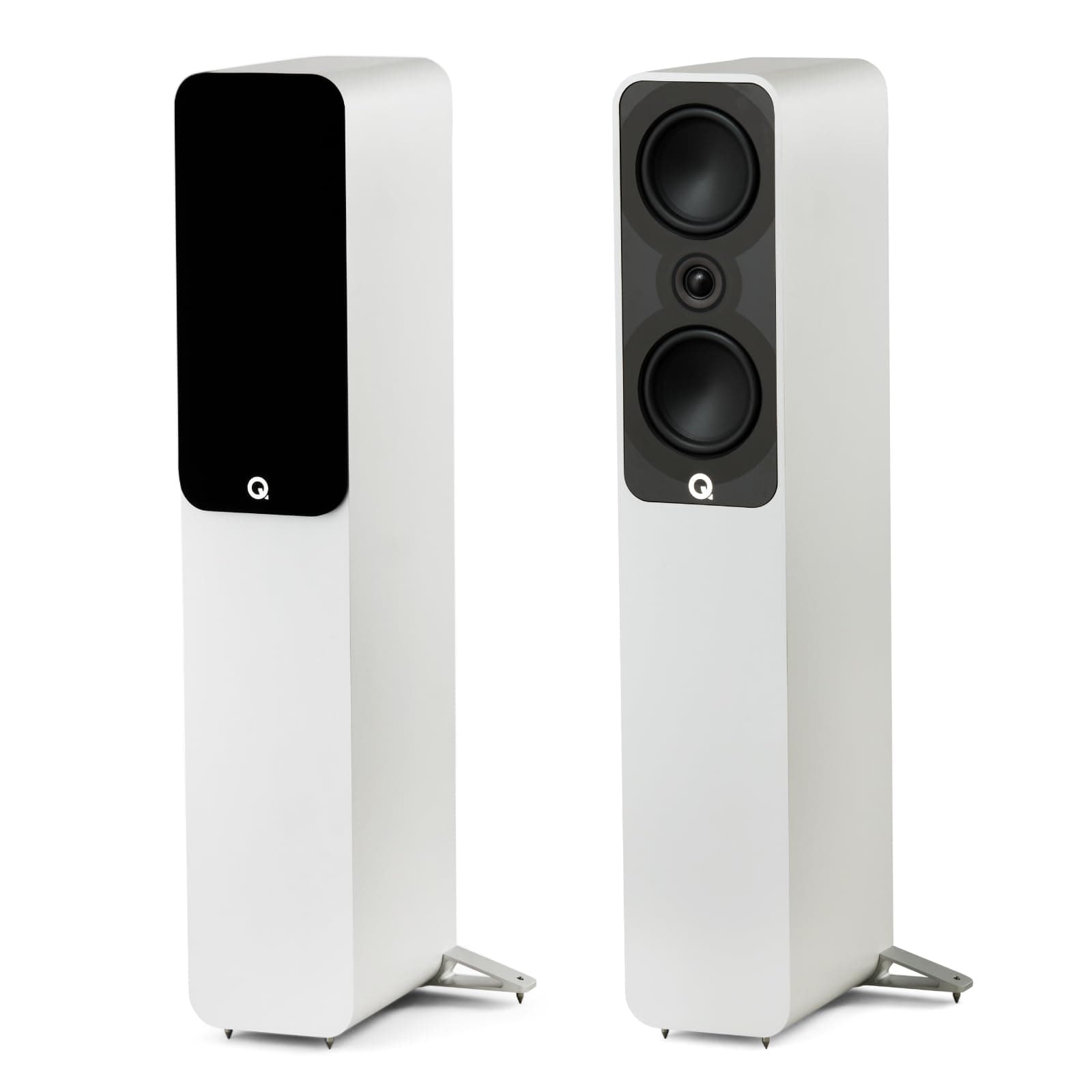 Q ACOUSTICS 5040 Floorstanding Speaker Pair Satin White - 5" Mid/Bass Drivers, 1" Tweeter - TV Speakers for Surround Sound System - Vinyl Record Player Speakers Hifi, Gaming PC Speakers