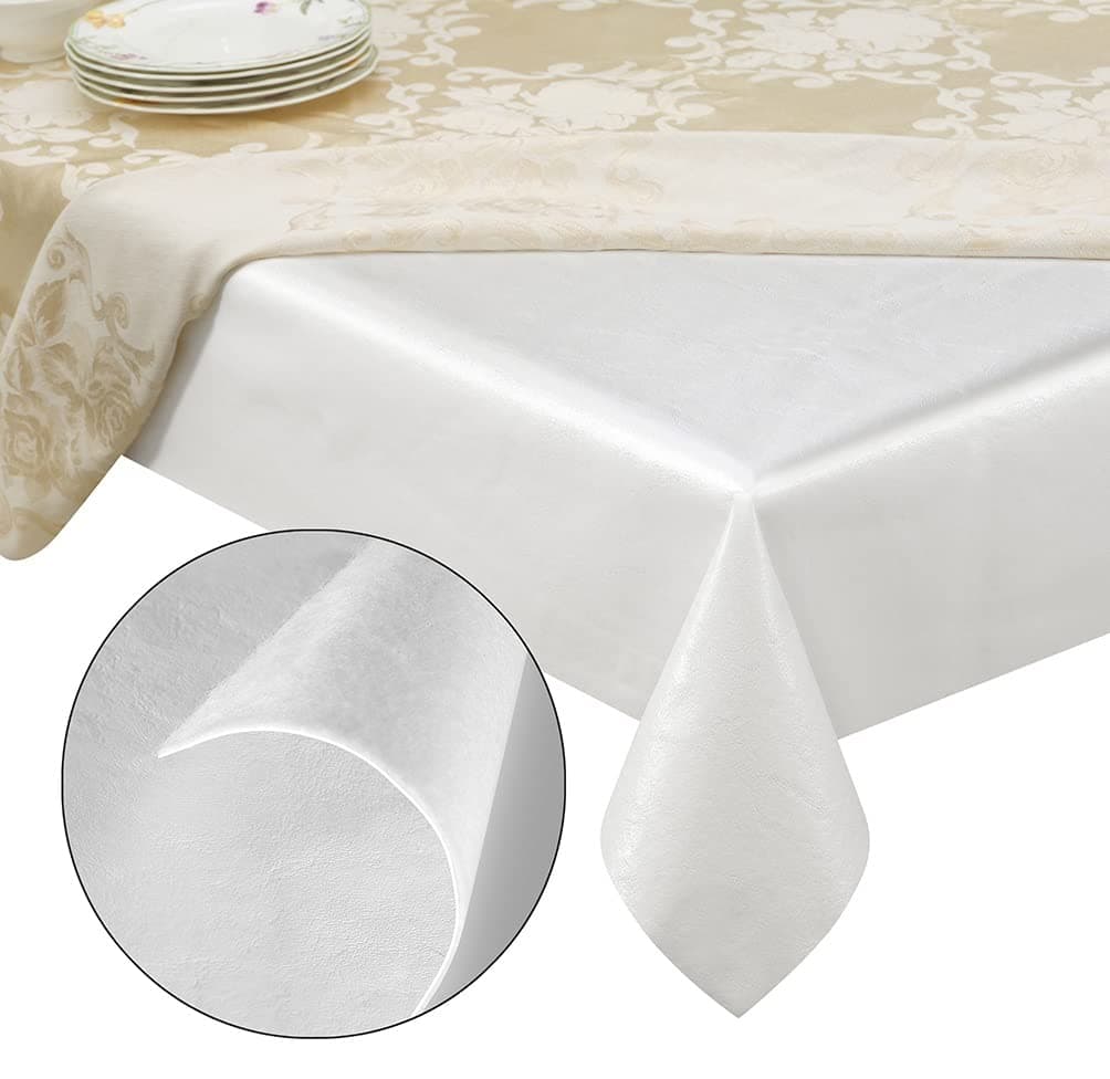 Quality Table Pad Protector, Superior Protection from Spills, Scratches & Heat - Reusable Vinyl Table Cloth with Cushion Flannel Backing (72" L x 54" W)