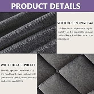 Headboard Covers Slipcover, Stretch Bed Headboard Covers, Small Square Jacquard Dustproof Protector Cover for Upholstered Headboard (Milk White, Queen Headboard Length ( Color : #32 , Size : 140cm/55i