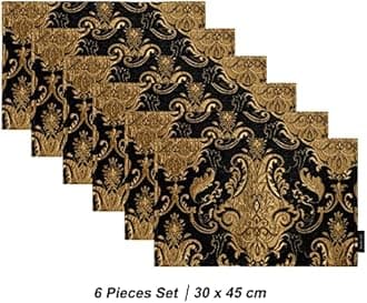 Placemats 30x45cm, Luxury Table Mats for Dining Room/Restaurant/Banquet/Festival Decoration (Set of 6, Black)