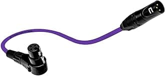 Balanced XLR Cable Male to Right Angle Female - 15 Feet Purple - Pro 3-Pin Microphone Connector for Powered Speakers, Audio Interface or Mixer for Live Performance & Recording