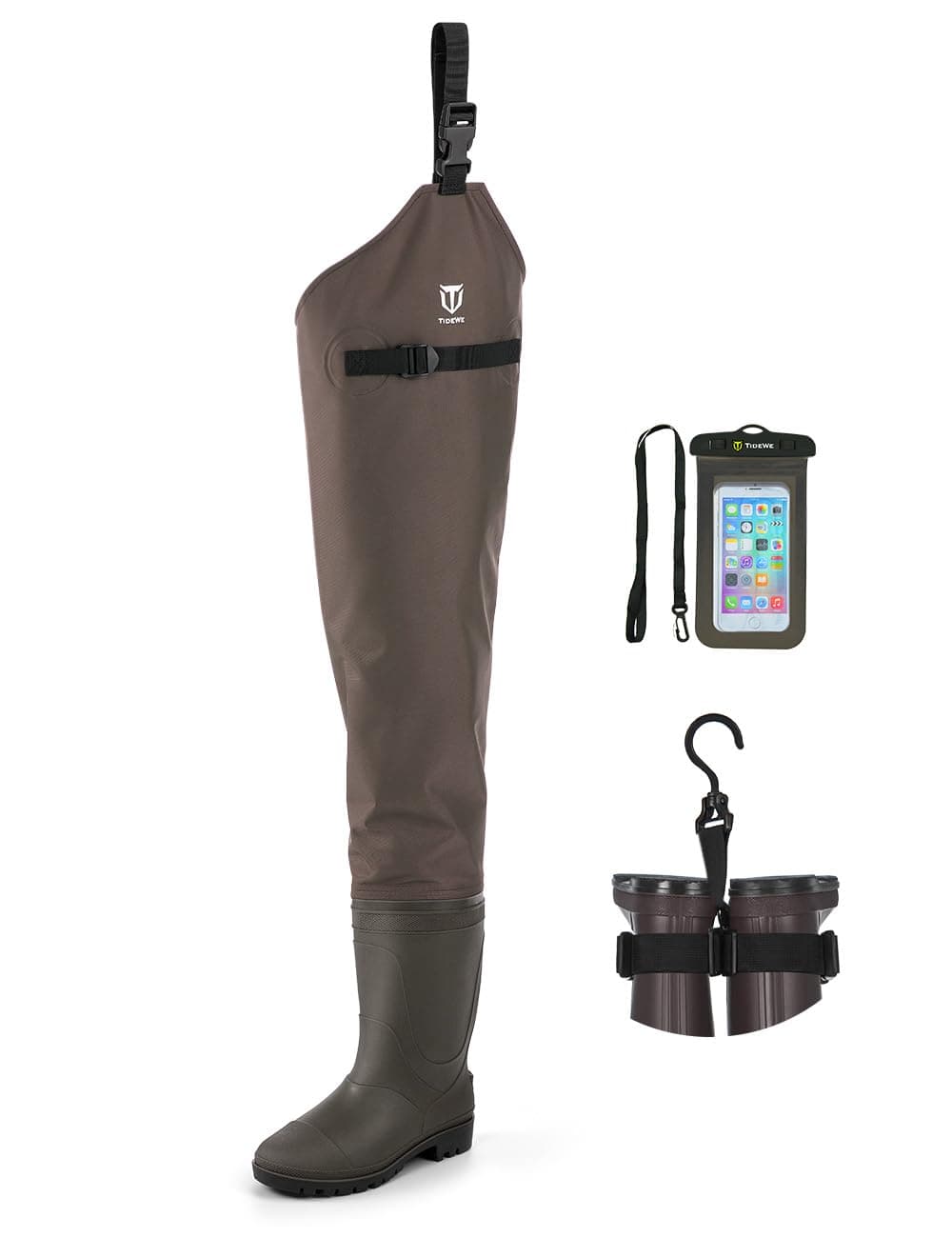 Hip Wader, Lightweight Hip Boot For Men and Women, 2-Ply PVC/Nylon Fishing Hip Wader (Green and Brown)