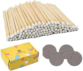 IGNITE EASE 4" White Matches, 100 Count Extra Long Safety Wooden Matches for Candles, Fireplace | Match Sticks with Striker, Box of Match By IGNITE EASE