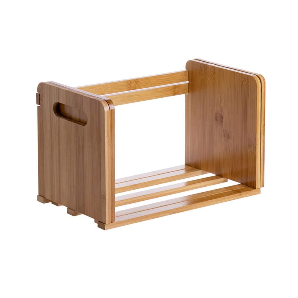 Bamboo Desktop Bookshelf Adjustable Storage Organizer Display Shelf Rack,Countertop Platforms, Book Stands Shelves
