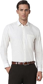 Peter England Men's Cotton Slim Fit Ditsy Printed Full Sleeve Shirt