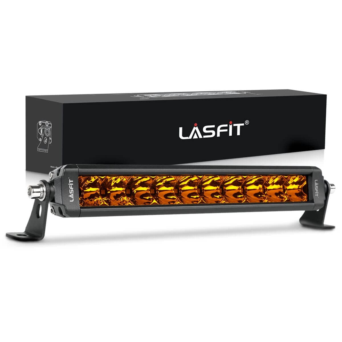 LASFIT 12 inch Amber LED Light Bar, Single Row, Off Road, IP67 Waterproof, 30V, Aluminum & Stainless Steel Housing
