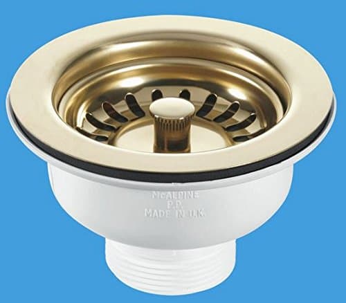 McAlpine 90mm Basket Strainer Waste - Stemball Plug (Gold)