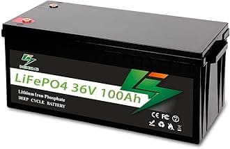 36V 100Ah LiFePO4 Lithium Battery, Lithium Iron Phosphate Rechargeable Battery with 100A BMS For Solar Systems, RV, Boats, Camping, Camping, UPS Power Supply