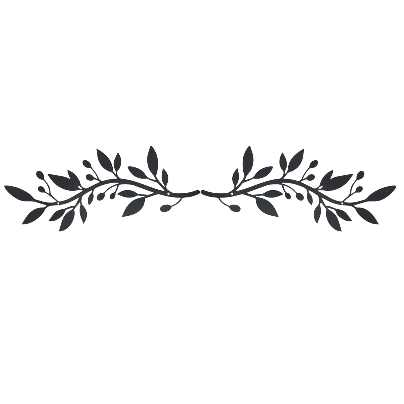 OYEFLY 2 Pieces Metal Vine Olive Branch Leaf Wall Decor,Tree Leaf Wall Decor for Living Room (Black, style2)