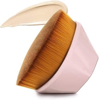 Daubigny Foundation Makeup Brush Flat Top Kabuki Hexagon Face Blush Liquid Powder Foundation Brush for Blending Liquid, Cream or Flawless Powder Cosmetics with Bonus Protective Case (Pink)