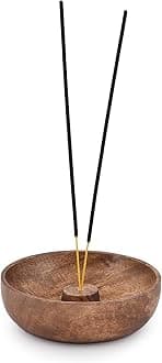 Kundi Premium Incense Stick Holder Bowl | Wooden Ash Catcher Bowl for Puja, Meditation, Aromatherapy & Relaxation | 5 x 5 Inch