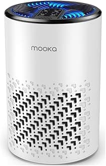 Air Purifiers for Bedroom Home, MOOKA HEPA Air Purifier for Home Pets with Fragrance Sponge for Smoke Dust Pollen Dander Odor, Small Air Cleaner with Sleep Mode Night Light Timer, KJ067L, White