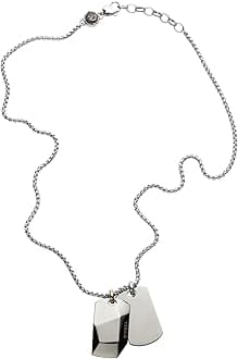 Diesel Dog Tag Pendant Necklace All Gender Stainless Steel, One Size, Stainless Steel, No Gems, Stainless Steel, No Gemstone