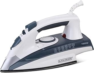 Black+Decker Steam Iron | 1600 Watt, 330 ml, 2 Yrs Warranty | Iron for Clothes, Iron Box, Steam Press, Steam Iron Press with Anti Drip, Non-Stick Ceramic Sole (Grey+White)