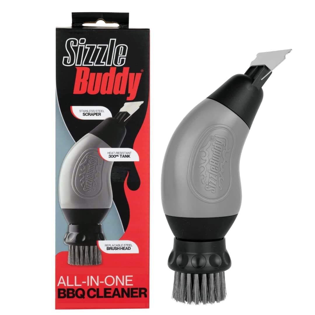 Sizzle Buddy BBQ Cleaner- Cleaning Brush: 3-In-1 BBQ Grill Cleaning Brush. Clean Barbecue’s & Grills Quickly and Easily in Seconds.