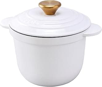 Enameled Cast Iron Petite Oven, claypot rice，porridge， spaghetti baked with cheese - Dutch Oven 2 Quarts (Whtie)