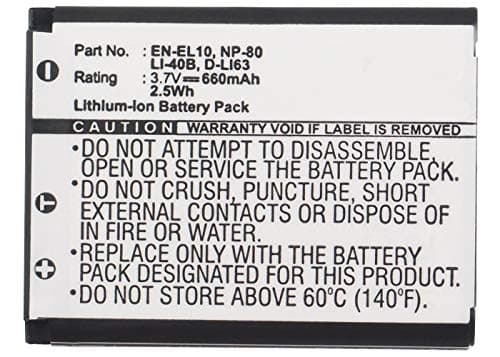 Synergy Digital Camera Battery, Compatible with Casio Exilim EX-Z33 Digital Camera, (Li-ion, 3.7V, 660mAh) Ultra High Capacity, Replacement for Olympus LI-40B Battery