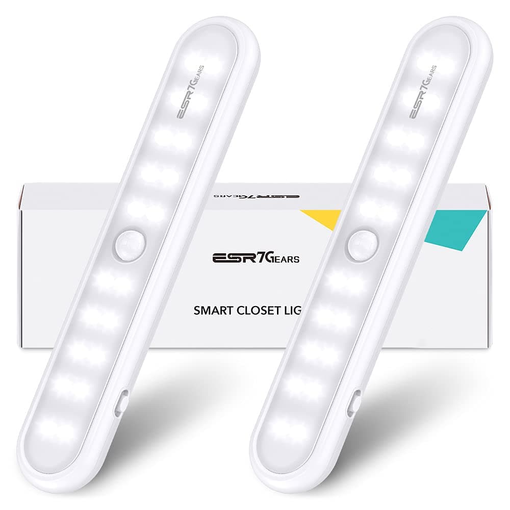 Under Cabinet Kitchen Lights, 20-LED Battery-Operated Closet Light, with 3 Modes and Built-in Magnet, Portable Motion Sensor Light for Closet, Kitchen, Stairs, Hallway, and Emergency, 2-Pack