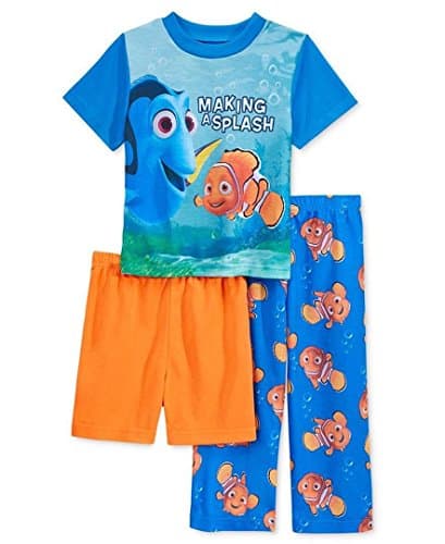 Officially Licensed Toddler Boys' Finding Nemo Short Sleeve 3-Pieces Pajama Set Blue 3T