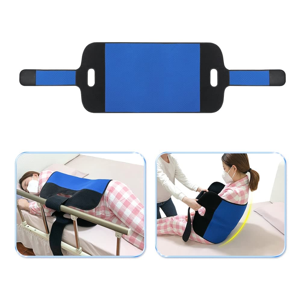 NEPPT Patient Transfer Turning Belt Positioning Pad Sling for Elderly - Assist Client to Turn to The Side, Stand Up, Ventilate and Wash The Body (Blue)