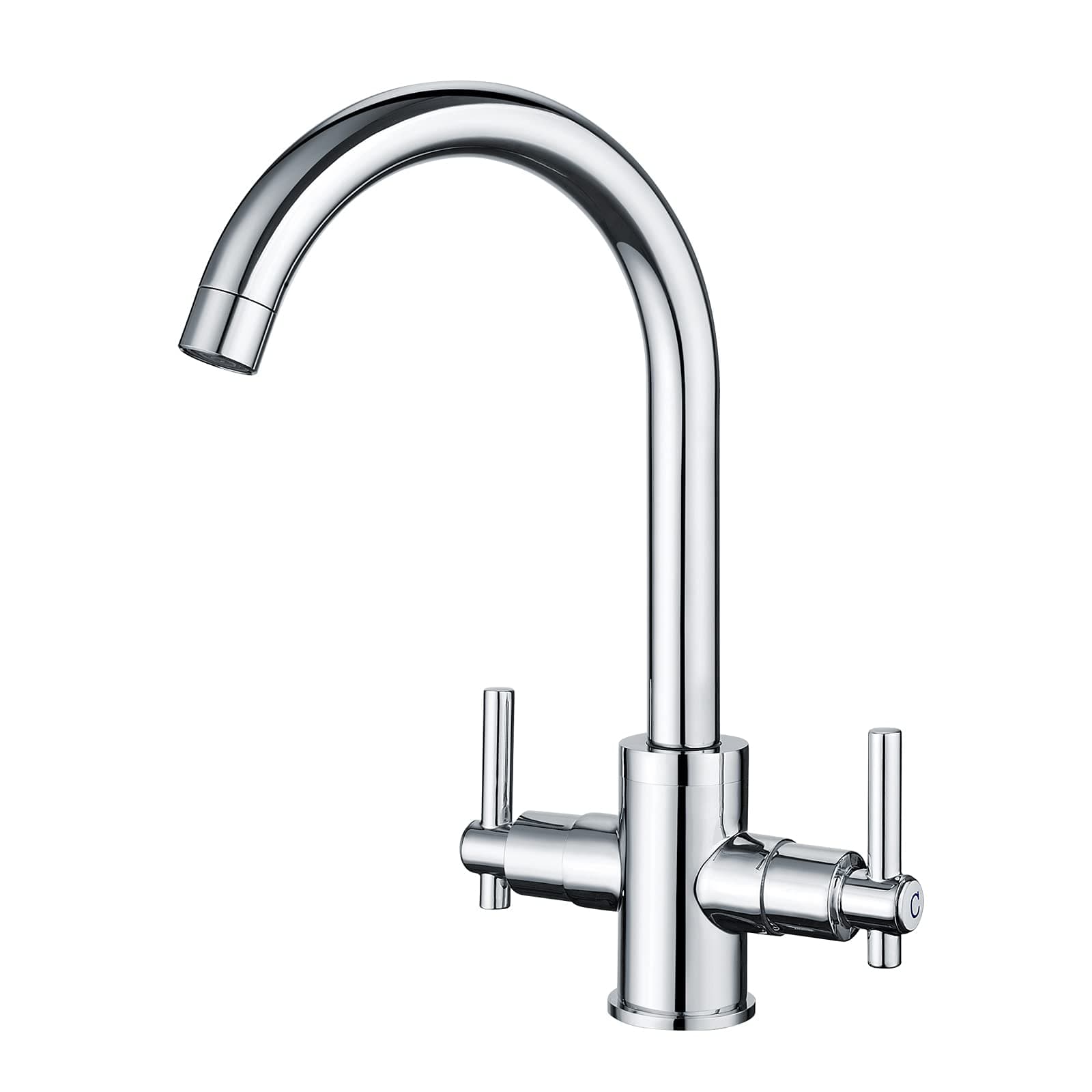 Kitchen Taps Dual Lever Kitchen Sink Mixer Tap 1 Hole Stainless Steel Monobloc Sink Taps Traditional 360 Swivel Spout Chrome Double Handles Faucet
