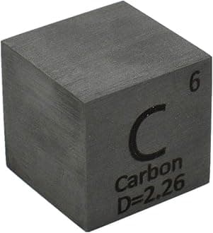 Carbon Cube C 999 Graphite Element Cube Pure 25.4mm Density Cube for Element Collection Periodic Table Hunter, and More (1", Carbon)