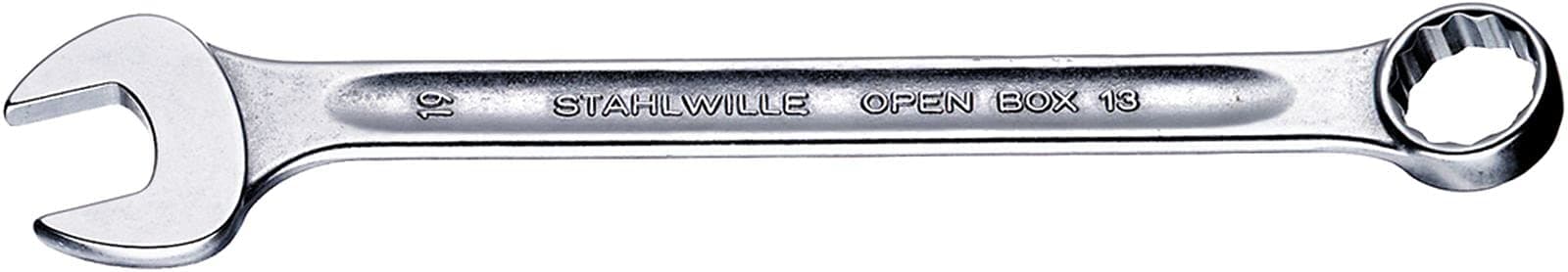 40481212 Combination Spanners Open-Box No. 13a, Size 3/8", SAE, with 15-Degree Offset Ring End, Chrome Plated Finish, Length 95mm, Made in Germany