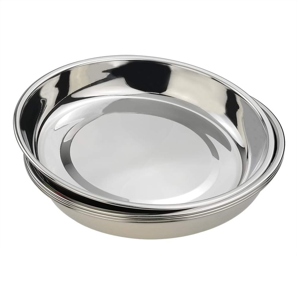 4-Pack Stainless Steel Dinner Plates Dish, Round Plate, 9.72-INCH