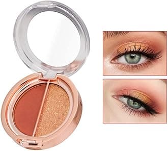 Double color eye shadow, high pigment eye makeup palette, matte shimmer metal eye shadow powder, waterproof and durable color eye makeup (01#Sunset orange)