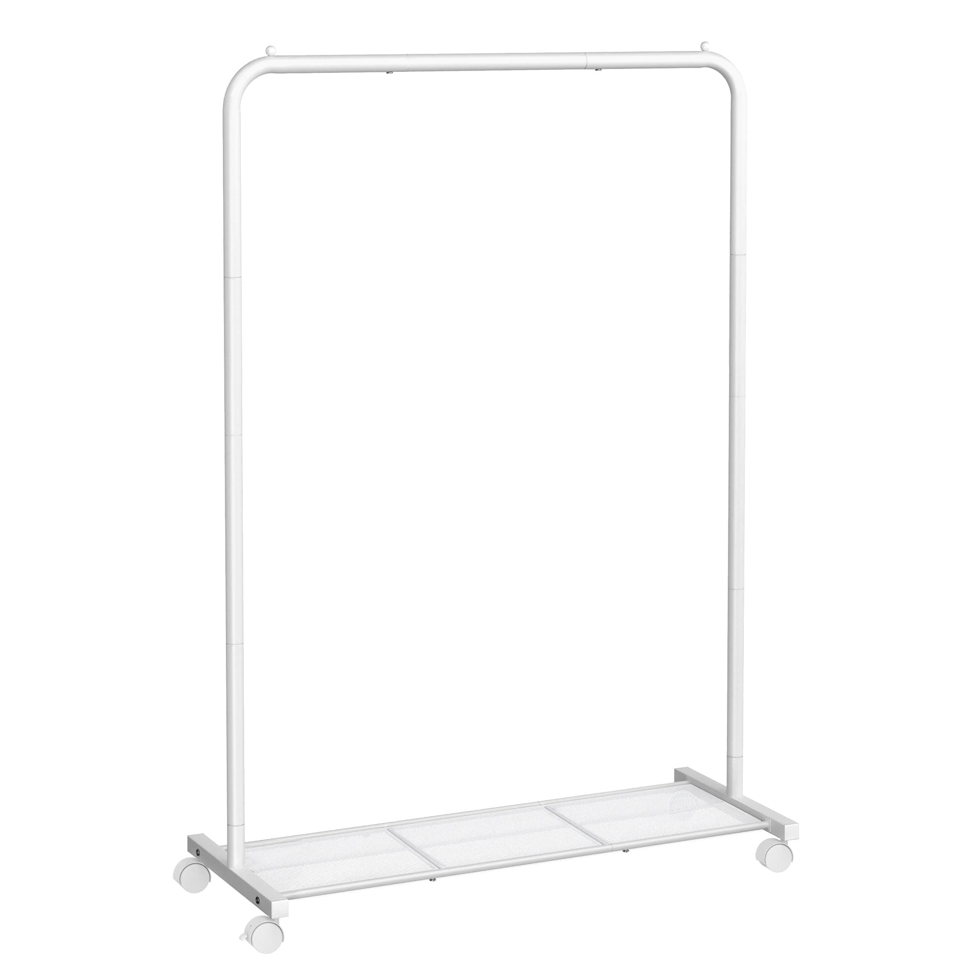 SONGMICS HSR025W01 Mobile Clothes Rack, Clothes Rack, Clothes Rack, Clothes Rack, Clothes Rack, Clothes Rack, on Wheels, Wardrobe, Organiser, Metal with Storage Shelf, Bar Load 40 kg, White