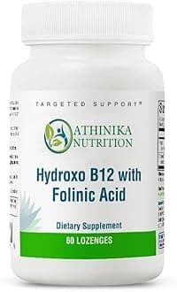 Hydroxo B12 with Folinic Acid, 1,000 mcg Vitamin B12 and 800 mcg DFE Folate Supplement, Supports Methylation and Homocysteine Levels, Energy Support, Vegan & Vegetarian (60 lozenges)*