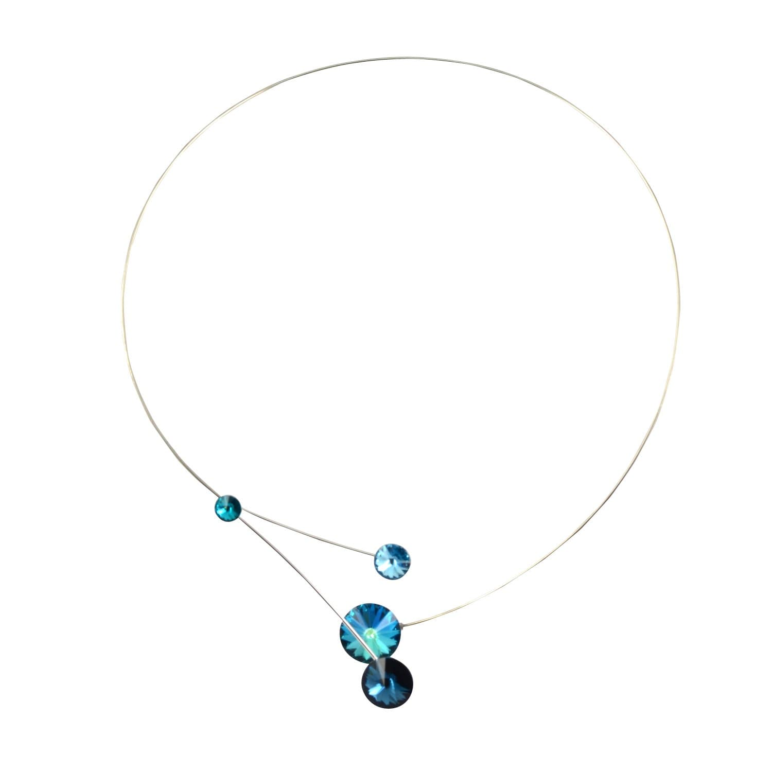 Kristina Collection Open Loop Branches Choker Necklace, Czech Glass on Memory Wire