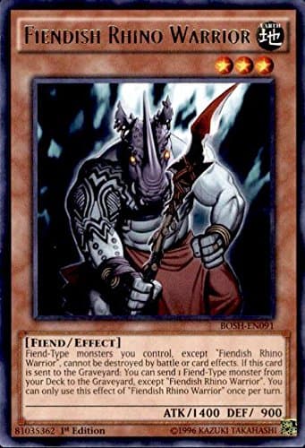 Yu-Gi-Oh! - Fiendish Rhino Warrior (BOSH-EN091) - Breakers of Shadow - 1st Edition - Rare