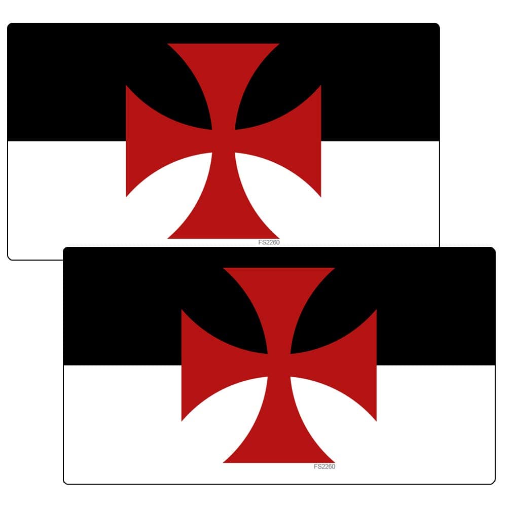 The Knights Templar Flag Stickers (2 Pack-5.5x3) Die Cut Bumper Sticker for Christian Faith, Car Decals, Truck Stickers & Car Window Stickers - Cross Stickers Christian Stickers Vinyl Decal