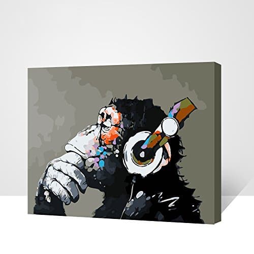 Made4u [ 20" [ Wood Framed ] Paint By Numbers Kit with Brushes and Paints for Adult (Monkey HHGZG178)