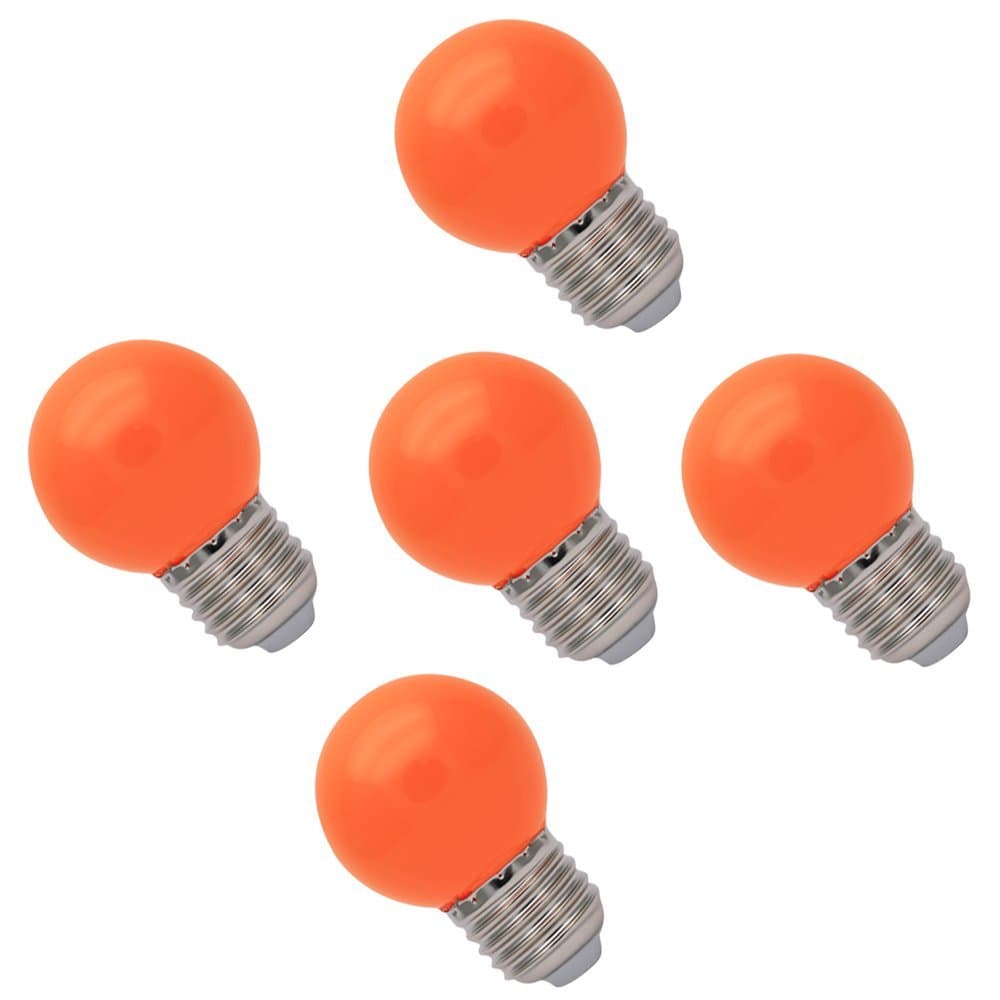 5 Pack of E27 Screw Cap Coloured Light Bulbs Lamps Orange for Outdoor Patio Party Christmas [Energy Class A+]