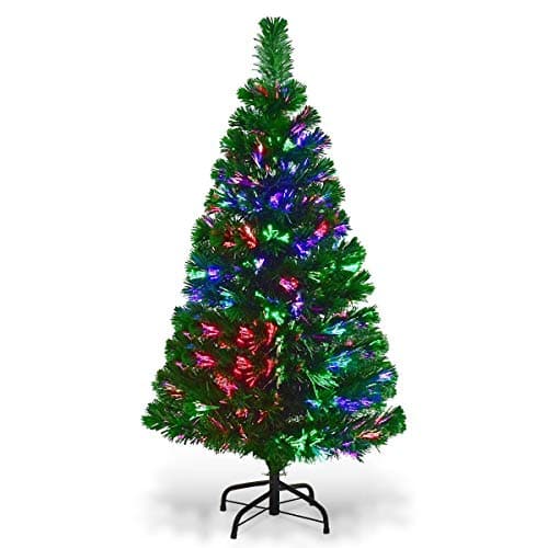 LHONE 3ft/4ft/5ft/6ft Fiber Optic Christmas Tree Small Artificial PVC Christmas Tree with Base (4FT)