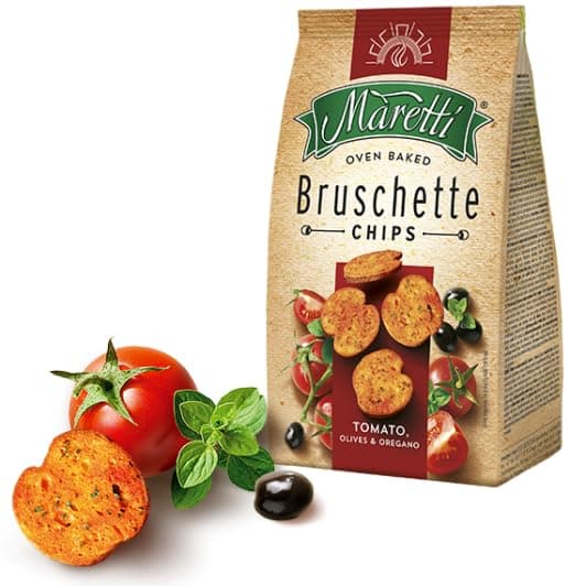 Maretti Bruschette Chips 70g (Tomato, olives & oregano, Pack of 7)