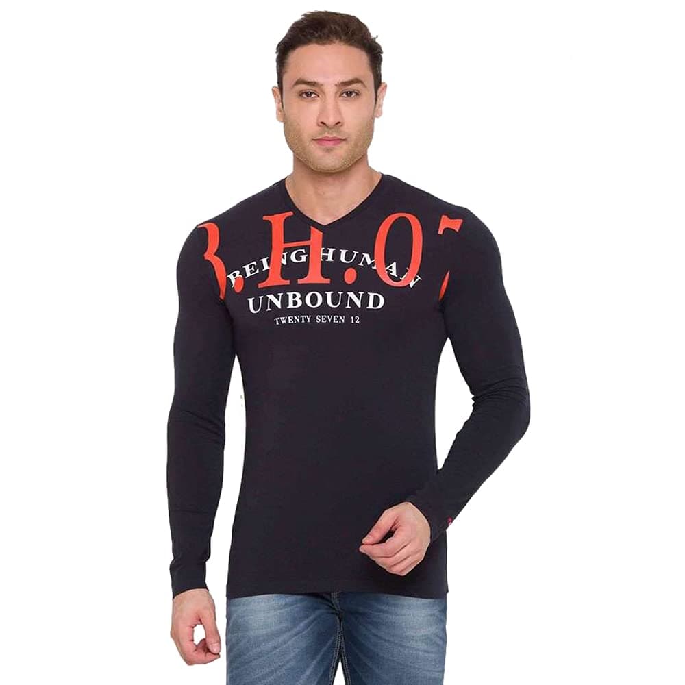 Solid Cotton Lycra Regular Fit Mens T-Shirt (A21BHTLS21522BL-P)