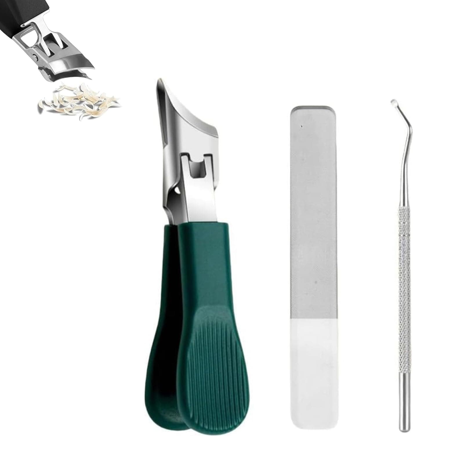 Eagle Beak Nail Clippers,Eagle Beak Beveled Nail Clippers,Wide Opening Heavy Duty Toe Nail Clipper,Ergonomic Ultra Sharp Nails File Cutter,Three Sets of Eagle Beak Beveled Nails Clippers ﻿ ﻿ (Green)