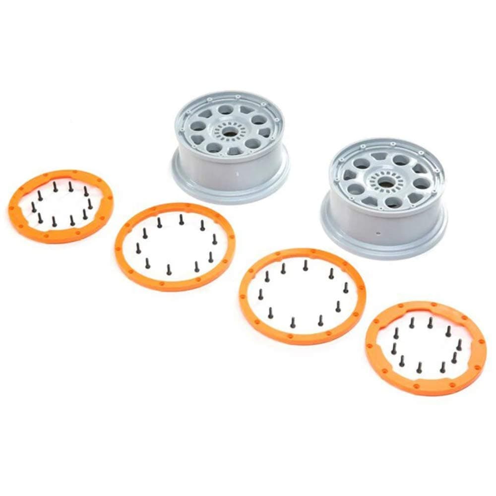 Losi Wheels Silver Orange Bead Lock 2 DBXL-E 2.0 LOS45032 RC Tire