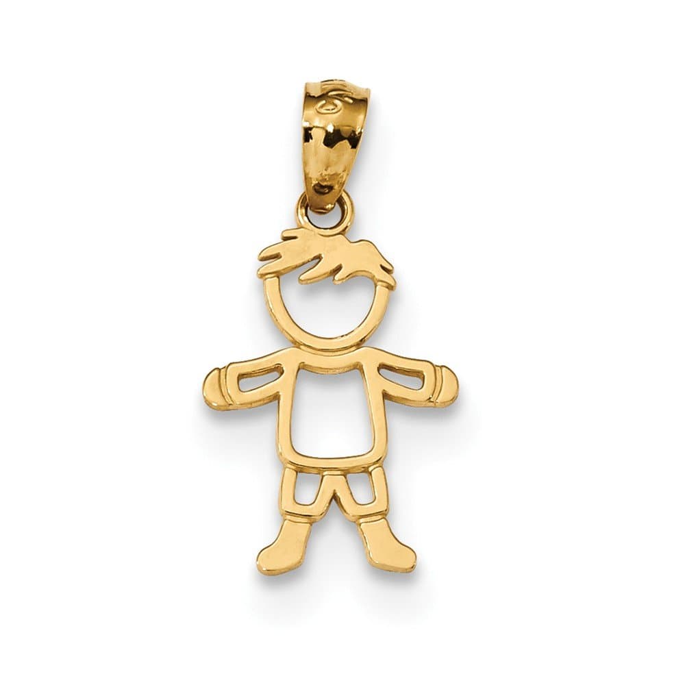 Ninas 14k Yellow Gold Cut-Out Solid Polished Small Boy Charm Pendant