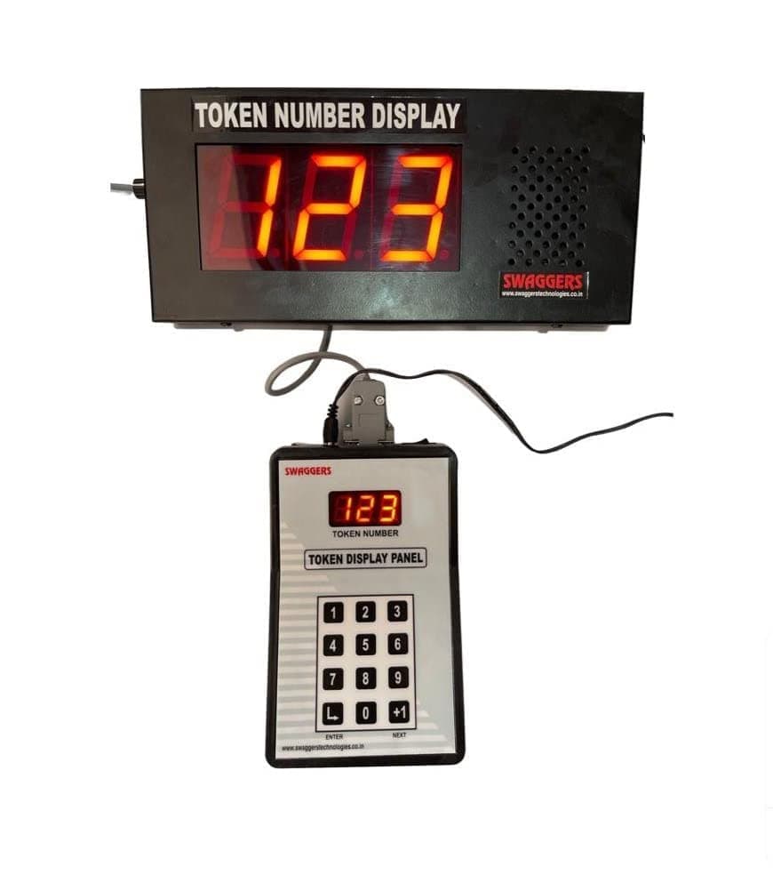 SWAGGERS Token Display System with Ding Dong Sound (3 Digit LED Display)- 5 Meter Connecting Wire Used in Banks, Hospitals, Clinics, Food Outlets !! 1 Year Warranty !!