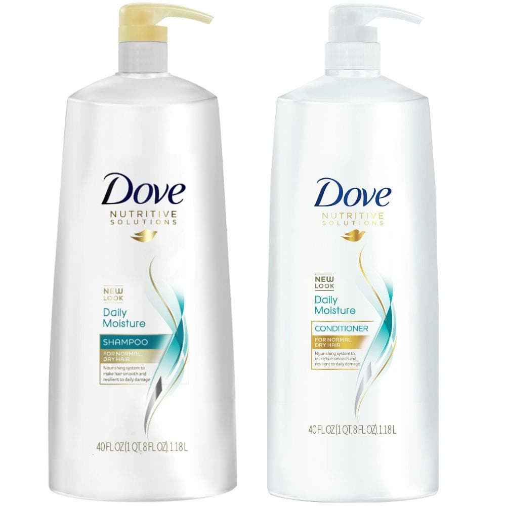 Dove Daily Moisture, Shampoo and Conditioner Combo Set, 40 Fl. Oz Pump Bottles